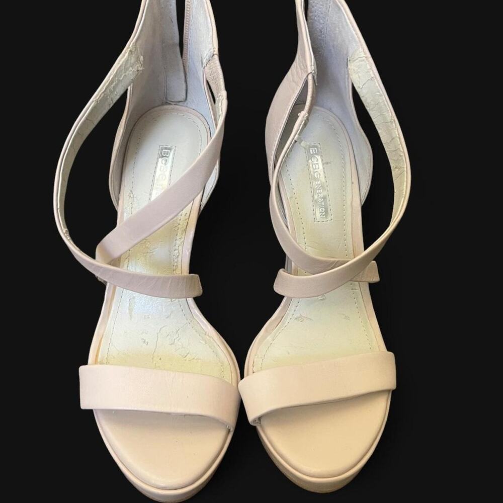 BCBGeneration nude blush strappy heel sandles